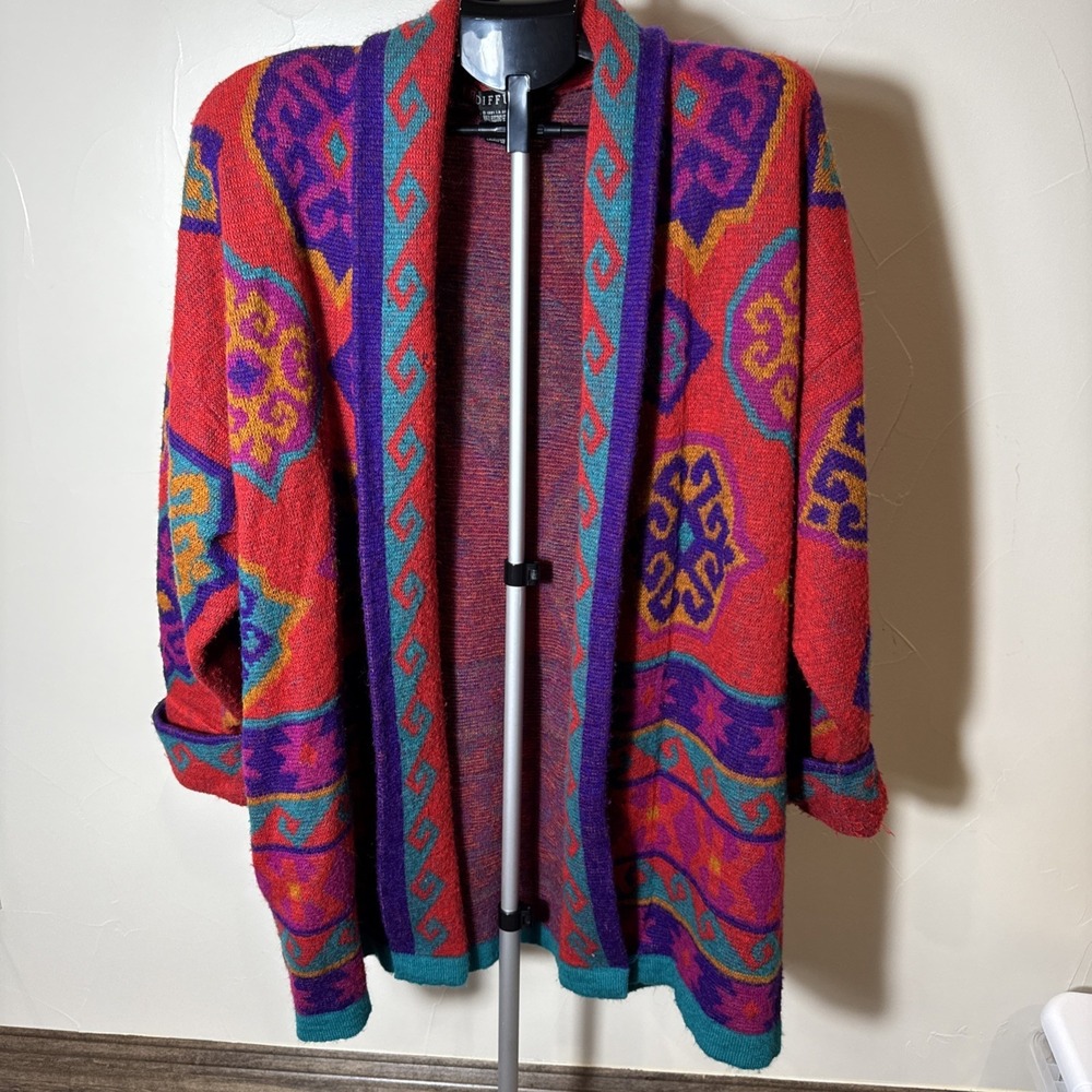 Vintage Retro 1991 IB Diffusion Wool Mohair Blend Cardigan Duster Sweater    1X